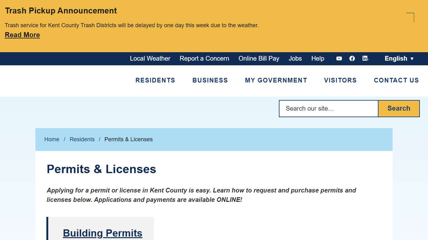 Permits & Licenses Kent County Levy Court