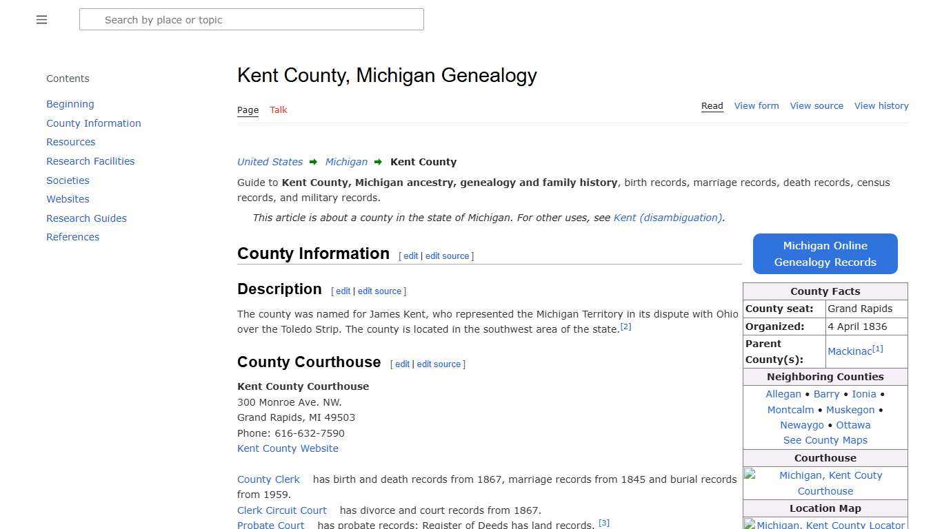Kent County, Michigan Genealogy • FamilySearch